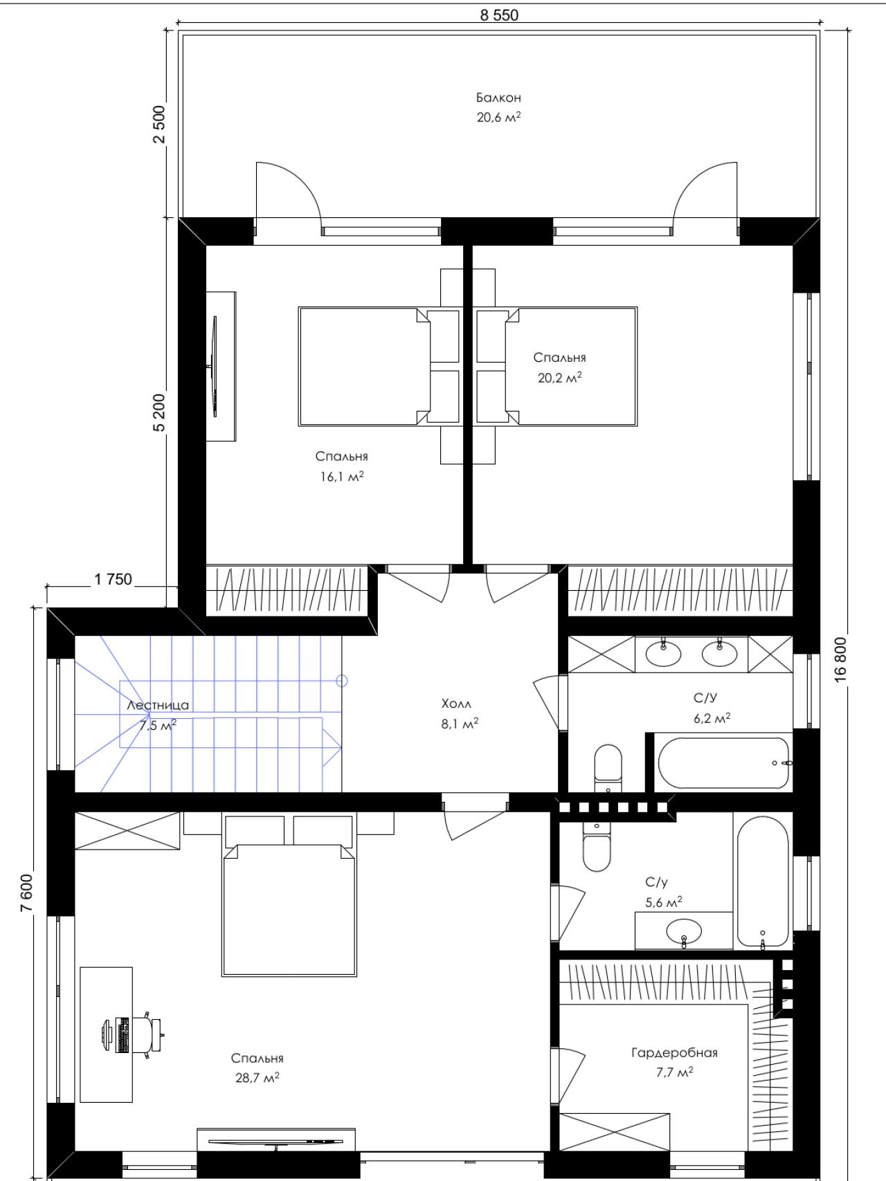 Двухэтажный дом 264 м² <br> Арт. 2.216 под ключ – фото, цены и планировки